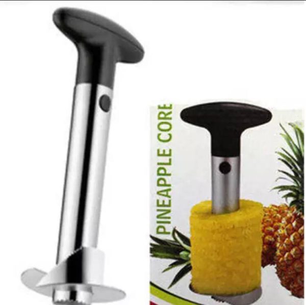 Maxam Stainless Steel Pineapple Peeler & Corer – Easy Slicer, Cutter, Remover Tool (Black)