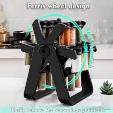 Especiero Giratorio De 18 Piezas2 🌿 Especiero Giratorio 360° Tipo Rueda con 18 Frascos | Organiza tu Cocina con Estilo