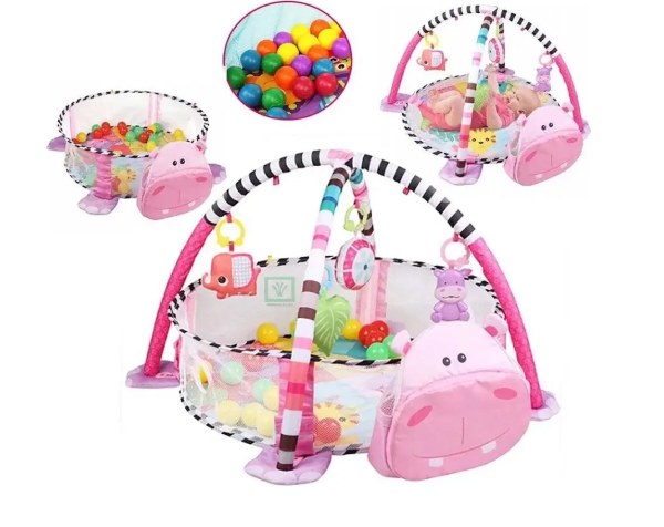 Gimnasio Corral Piscina Pelotas Nina1 👶 Gimnasio y Corral para Bebé 3 en 1 + 30 Pelotas | Juego y Estimulación 🧸🌈