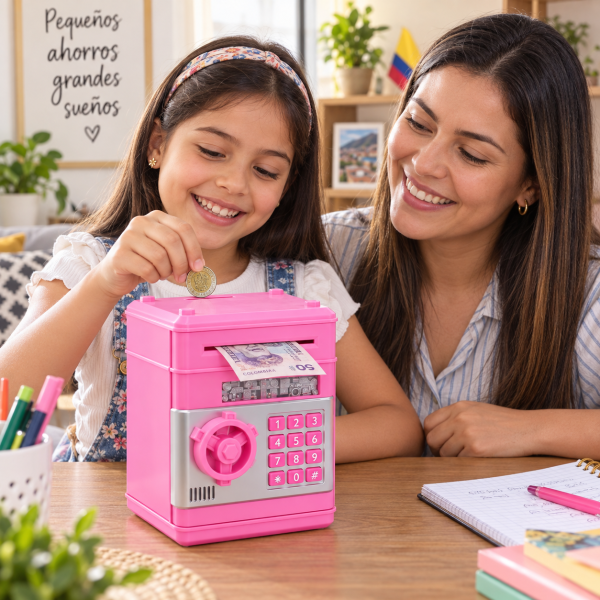 Alcancia Caja Fuerte5 💰 Alcancía Caja Fuerte Infantil – Ahorra Jugando y Aprende a Cuidar tu Dinero