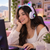 Auriculares Bluetooth De Gato6 🎧 Auriculares Bluetooth de Gato con Orejas LED RGB – Plegables y con Micrófono