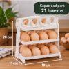 Bandeja Dispensadora Huevos 3 Niveles6 🥚 Organizador de Huevos Plegable de 3 Niveles – Capacidad para 21 Huevos