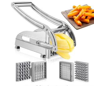 Cortador De Papa1 🍟 Cortador Manual de Papas en Acero Inoxidable con Cuchillas Intercambiables
