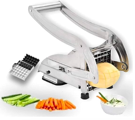 Cortador De Papa2 🍟 Cortador Manual de Papas en Acero Inoxidable con Cuchillas Intercambiables