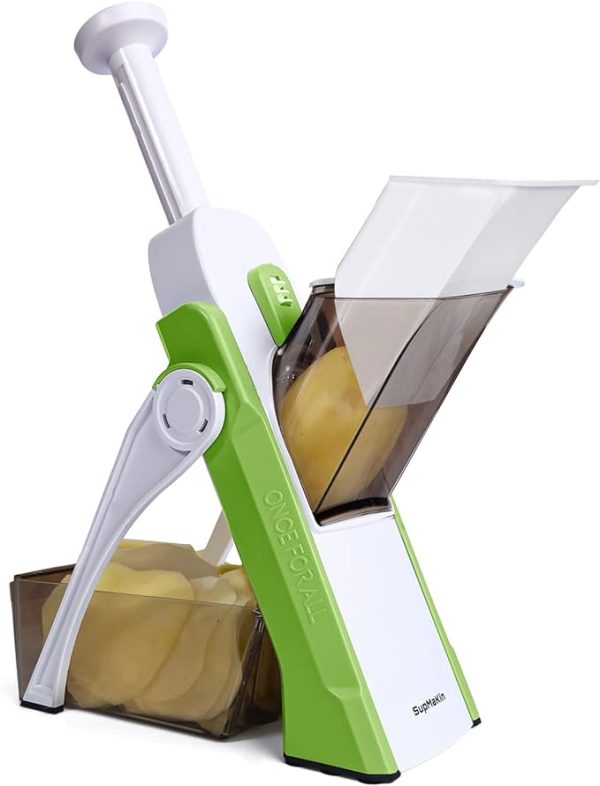 Cortador De Verduras Vertical1 🥕 Cortador Vertical de Verduras Multifunción – Mandolina Segura con Grosor Ajustable