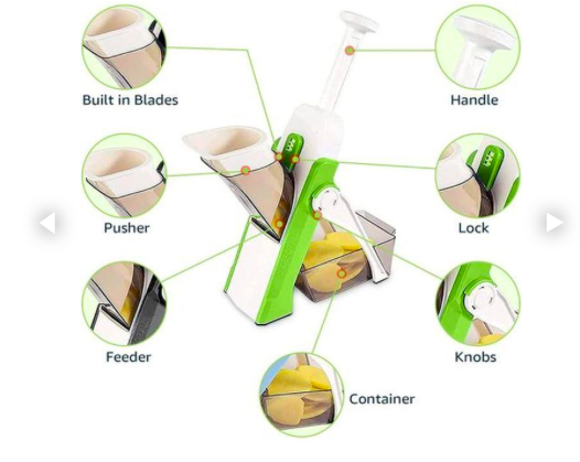 Cortador De Verduras Vertical2 🥕 Cortador Vertical de Verduras Multifunción – Mandolina Segura con Grosor Ajustable