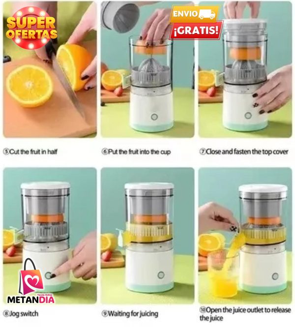 Exprimidor Electrico Recargable Naranja_2 🍊 Exprimidor Eléctrico de Cítricos Recargable USB – Portátil y Automático