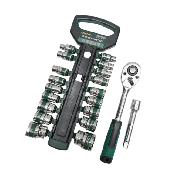 🔧 Juego de Copas y Llave Rachet 20 Piezas – Kit Mecánico 1/2"