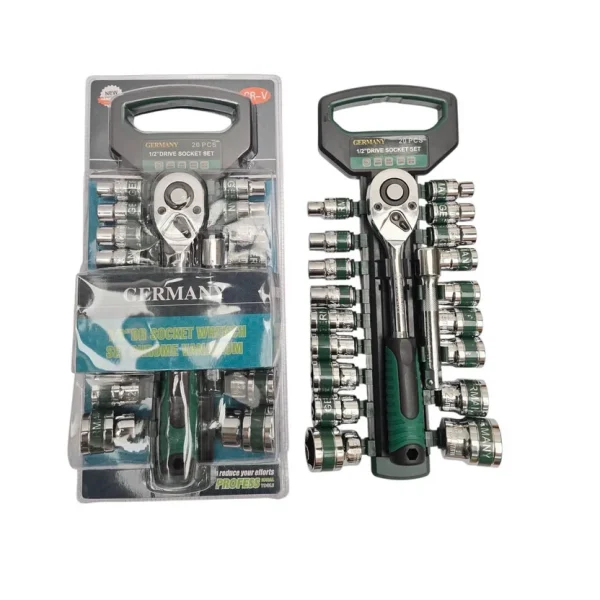 🔧 Juego de Copas y Llave Rachet 20 Piezas – Kit Mecánico 1/2"