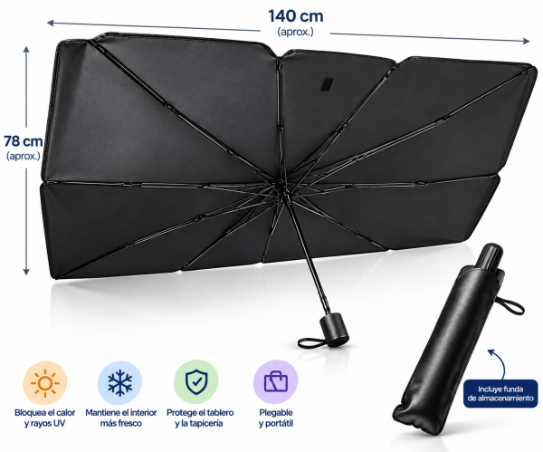 Parasol Plegable Para Parabrisas Som16 🚗 Parasol Plegable para Parabrisas SOM1 – Protección Solar para Auto