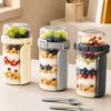 Taza Doble Hermetica Ensalada Cubiertos2 🥗 Taza Doble Hermética para Ensalada, Yogurt y Snacks con Cubiertos